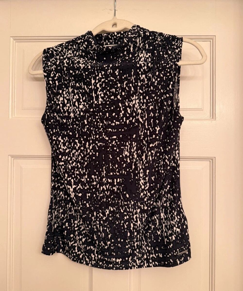 Calvin Klein Abstract Print Sleeveless Blouse Multi Size M 3327
